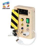 Tableau d'activités en bois avec interrupteurs lumineux LED, alimentation USB, jouet d'apprentissage sensoriel électrique Montessori pour enfants W12D854