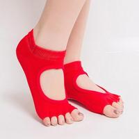 Chaussettes de yoga pour femmes à dos ouvert avec séparateur d'orteils et grip, chaussettes de Pilates antidérapantes à 5 orteils avec grip, chaussettes d'exercice respirantes