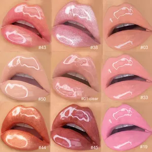 Échantillons Gratuits Vente en Gros <span class=keywords><strong>Gloss</strong></span> à Lèvres Rose <span class=keywords><strong>Clair</strong></span> Personnalisé Végétalien Scintillant Transparent - Product Image 1