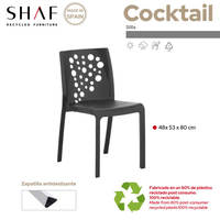 Lot de 6 chaises de cocktail d'extérieur modernes en polypropylène, légères, polyvalentes et durables
