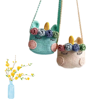 Sac fourre-tout vintage d'été tendance, motif licorne au crochet mignon, fait main, 100% coton biologique, pompon, prix bas, vente en gros, Vietnam