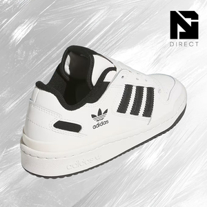 รองเท้าสเก็ตบอร์ด Adidas Forum Low CL J 'สีขาวดำ' หนังลายทาง แบบผูกเชือก หัวกลม สไตล์รองเท้าเดิน - Product Image 3
