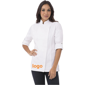 Abrigo de Chef Unisex de manga larga para hombres y mujeres, logotipo personalizado, cocina, Hotel, restaurante, <span class=keywords><strong>Bar</strong></span>, panadero, cocina, café, uniforme en negro y blanco - Product Image 1