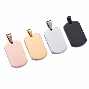 Étiquettes de <span class=keywords><strong>chien</strong></span> vierges en acier inoxydable de mode pendentif d'étiquette de <span class=keywords><strong>chien</strong></span> carré blanc noir or poli pour la gravure au Laser personnalisée - Product Image 1