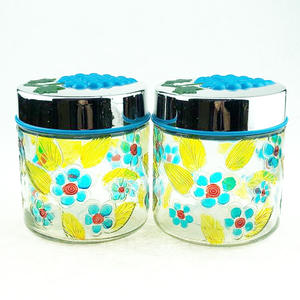 ขวดโหลแก้วใส่ลูกกวาดแบบยั่งยืน4ชิ้นพร้อมฝาหมุนและชุดชั้นวางของโลหะความจุ700มล. ทาสีด้วยมือสำหรับใช้ในครัว - Product Image 5