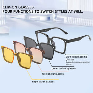 Gafas de sol con Clip magnético polarizado para mujer, visión nocturna para conducir, Clip de bloqueo de luz azul, montura de gafas para Miopía - Product Image 3
