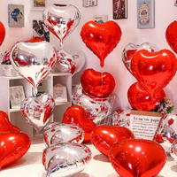 Ensemble de ballons en aluminium bleu de 18 pouces en forme de cœur pour les décorations de mariage, de fête nuptiale, d'anniversaire et de fête des mères, luxe
