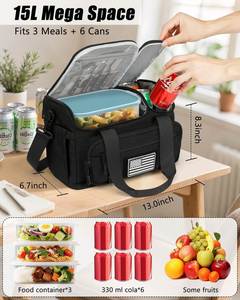 Sac isotherme tactique pour homme 15L avec compartiments chaud/froid, conception anti-fuite, nettoyage facile - Idéal pour le travail, la randonnée, la plage, la salle de sport - Noir - Product Image 5