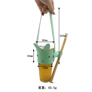 Stock direct usine. Manchon de tasse à thé au lait avec motif de lapin mignon. Housse isotherme portable en cuir PU pour thé au lait et café. - Product Image 5