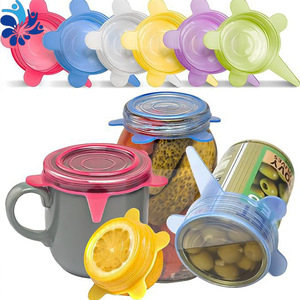 Ensemble de couvercles de conservation alimentaire en silicone extensibles, 6 pièces, réutilisables, ronds, à clipser, pour fruits, légumes, pique-nique - Product Image 5