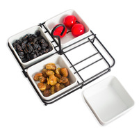 Ensemble de mini-bols et assiettes carrés pour snacks, fruits secs et sauces, style nordique, passe au micro-ondes, motif uni, personnalisable, finition brillante