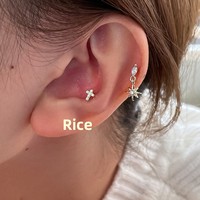 Pendientes de Cruz Minimalistas Chapados en Oro con Aguja de Cobre y Plata Vintage, Regalo Moderno para Mujer, Lujo Ligero, Sencillos y Sofisticados
