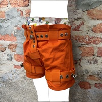 Orange abschließbare Shorts mit D-Ring – ABDL Windelüberhose für Erwachsene Rollenspiel, abschließbare Windelhose