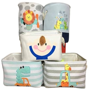 Cartoon Animal Picnic Dirty Clothes Basket Box Canvas Organizer Cute Dinosaur Foldable Toy Storage Bucket Baby Laundry Basket