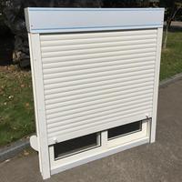 Ventana Corredera de PVC con Persiana Enrollable de Aluminio Integrada, Ventana de Vidrio Aislante a Prueba de Polvo y Sol para Casa Modular Exterior