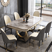Ensemble table et chaises de salle à manger italiennes, table carrée moderne et simple en marbre