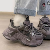 Chaussures Dad Shoes Femme Tendance 2025 Nouvelle Collection Plateforme Épaisse Rehaussante Tige en PU à Lacets Légères et Polyvalentes