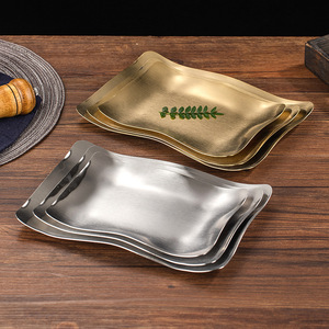 Plateau de barbecue en acier inoxydable, doré et argenté, rectangulaire, pour snacks, décoration artisanale, accessoires de cuisine, plateau à steak, service de snacks - Product Image 4