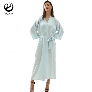 Abito da sposa lungo bianco abito da sposa <span class=keywords><strong>in</strong></span> Chiffon raso lungo abito da notte di seta abito da sposa da mattina per la damigella dell'accappatoio per le donne - Product Image 3