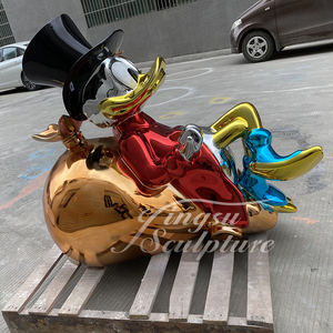 Hot Bán Pop Nghệ Thuật Nội Thất Trong Nhà Trang Trí Động Vật Thiết Kế Cuộc Sống Kích Thước Mạ Điện Sợi Thủy Tinh Tiền Túi Vịt Điêu Khắc - Product Image 5