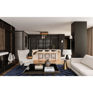 Conjunto completo de dormitorio de melamina moderno para habitación estándar para cadena de hoteles, apartamento, Hostal <span class=keywords><strong>juvenil</strong></span>, Villa, habitación de invitados, mesa pintada - Product Image 4