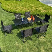 Ensemble table et chaises pliantes portables pour l'extérieur, idéal pour le camping, les pique-niques, les marchés nocturnes, design carré