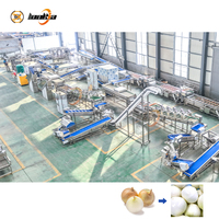2000 kg/h Zwiebel-Wurzelentfernungs- und Waschmaschine, Multifunktions-Zwiebelschneider, Zwiebelwürfel-Produktionslinie