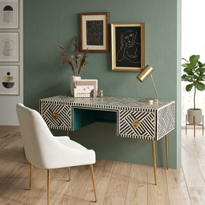 Handcrafted Bone Inlay Table for Living Room Entryway Hallway Decorative Home Furniture - Product Image 2