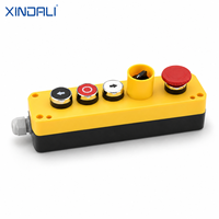 Station de commande à boutons poussoirs IP65 à 5 trous avec interrupteur sélecteur d'arrêt d'urgence, boîtier de commande industriel 22 mm XDL721-JB524P