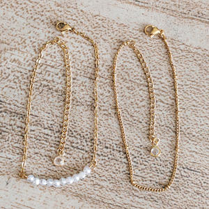 Bracelet superposé réglable en <span class=keywords><strong>or</strong></span> rempli 14 carats, chaîne ovale mignonne, barre de perles, bracelets en <span class=keywords><strong>or</strong></span> pour femmes - Product Image 6