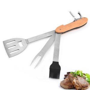 Novelty Stainless Steel 5 in 1 Outdoor New Design Multifunction <b>BBQ</b> Set Barbecue Spatula Grilling Kit - Product Image 2