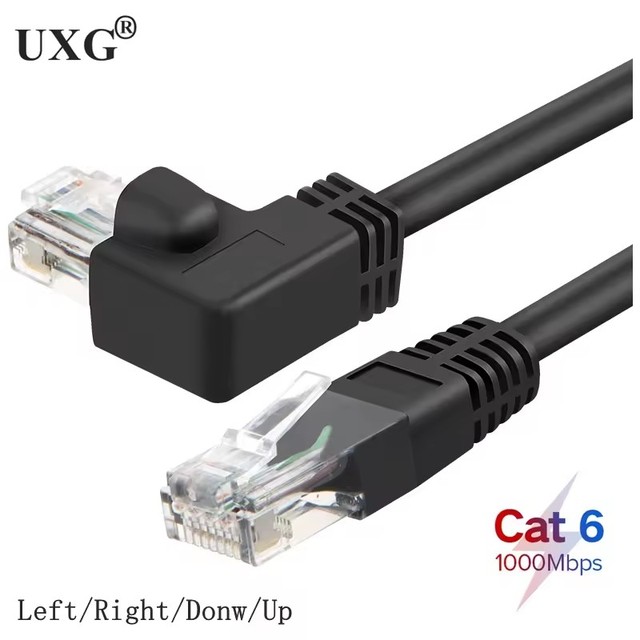 RJ45 Cable 26AWG CAT6 UTP Side Angled L Shape RJ45 Patch Cord Shape Ethernet Cable CAT5 Lan Cable Gigabit CAT6 Elbow 1m 0.5m 3m