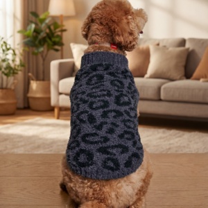 Venta Directa de Fábrica, Ropa para Mascotas de Dos Patas, Tejida con Estampado de Leopardo, 100% Poliéster, Fácil de Poner y Quitar, para Temporadas Frías MY - Product Image 4