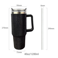 Vaso de Viaje Personalizado para Mujer, de Acero Inoxidable con Acabado Brillante, 40 oz, Gran Capacidad, con Asa y Pajita, Vaso de Acero Inoxidable de 40 oz