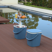 Table de bar réfrigérante 2-en-1 à hauteur réglable avec seau à glace 14L, glacière extérieure pour piscine, table à bière et vin avec seau à glace pour bar
