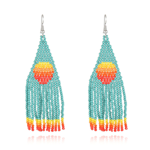 Pendientes de araña de cuentas de colores hechos a mano, accesorio de joyería de moda con diseño de puesta de sol de <span class=keywords><strong>Cactus</strong></span> - Product Image 6