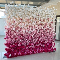 Décoration de fête nuptiale Anniversaire Soie rouge 8x8 Rouleau de fleurs à fermeture éclair Mur de fleurs Photomaton Toiles de fond pour la photographie