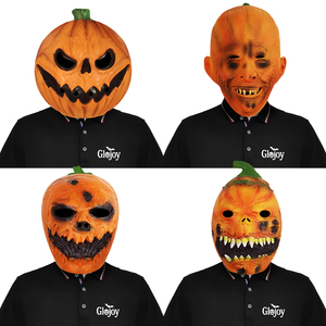 Máscara de calavera aterradora de látex natural para disfraz de Halloween, accesorio de terror, máscara de cabeza de calabaza - Product Image 1