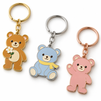 Porte-clés en métal durable personnalisé avec logo, ensemble d'ours en peluche colorés, cadeau d'entreprise en gros, fabricant OEM en vrac