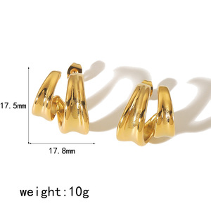 Pendientes Geométricos Tipo Huggie, Chapados en Oro de 18K, Acero Inoxidable, Forma de C, Joyería de Moda para Mujer, para Fiestas y Eventos - Product Image 3