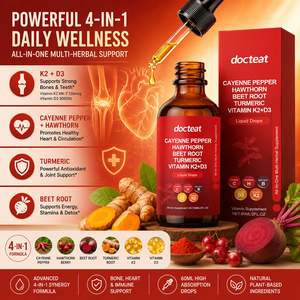 Expédition immédiate Docteat Advanced Multi-Herbal 60ml Gouttes de Vitamine <span class=keywords><strong>K2</strong></span> D3 5000 UI Haute Absorption Poivre de Cayenne Aubépine Betterave - Product Image 2