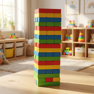 ANNA & BECK <span class=keywords><strong>Jeu</strong></span> de construction <span class=keywords><strong>en</strong></span> <span class=keywords><strong>bois</strong></span> à empiler, 48 blocs, dés, jouet éducatif pour la famille, fête, <span class=keywords><strong>jeu</strong></span> de table d'équilibre - Product Image 1