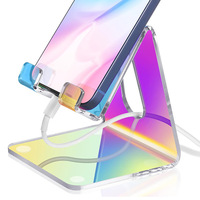 Support de téléphone portable moderne en acrylique transparent, support d'affichage de bureau créatif, personnalisable