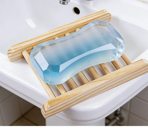 Portasapone in bambù naturale con scarico, vassoio porta sapone in <span class=keywords><strong>legno</strong></span> per bagno e doccia - Product Image 1