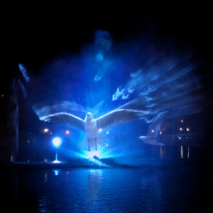Outdoor Multimedia Laser 3D Water Curtain Moving Water Fountain Movie With Projector