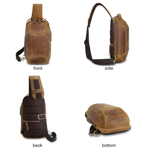 Herren Leder Vintage Marke Schulter für Männer Echte Herren Brusttaschen Cross body Wasserdichte Messenger Brusttasche - Product Image 5
