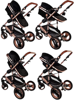 Chariot de luxe en plastique pliable pour poussette de nouveau-né 3 en 1 avec système de voyage pour landau en lin