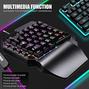 Teclado para juegos con cable, retroiluminado con LED de arcoíris, 39 teclas, mini teclado portátil para juegos, controlador de juego ergonómico para PC Gamer - Product Image 4