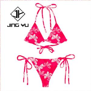 Conjunto de Bikini Micro Texturizado con Estampado Hawaiano Nuevo 2025, Personalizado OEM, Ecológico, de Poliéster - Product Image 4