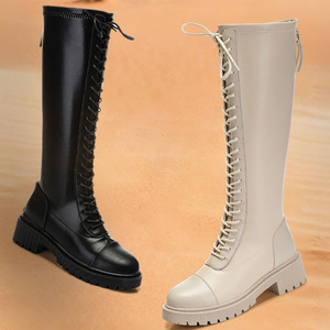Botas Femininas de Cavaleiro Atacado Direto da Fábrica - Botas de Cano Alto com Cadarço para Outono e Inverno - Product Image 6